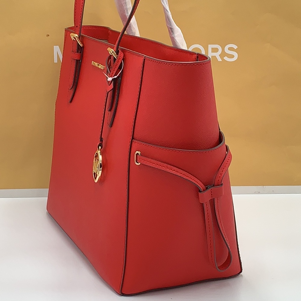 MICHAEL KORS 
Gilly Large Saffiano Leather Tote Bag BRIGHT RED COLOR - Picture 6 of 16